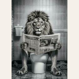 Lion On Toilet (40x60,Premium fotopapir)